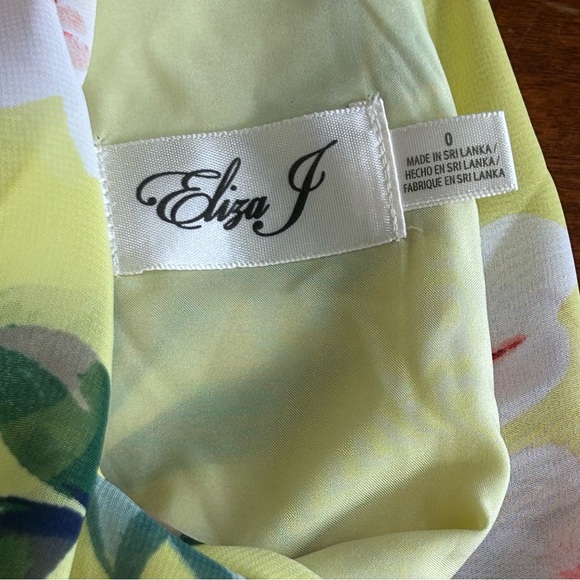 Eliza J Women’s 0 Yellow Floral Halter Pleated Popover Tiered Flowy Maxi Dress - Picture 7 of 8